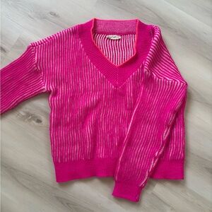 New In Hot Pink V-Neck Sweater